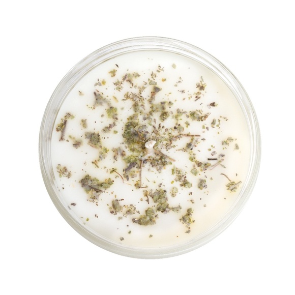 PALO SANTO + SAGE"- Smudge Soy Candle w Crushed Sage Leafs for Energy Cleansing - Picture 5 of 6